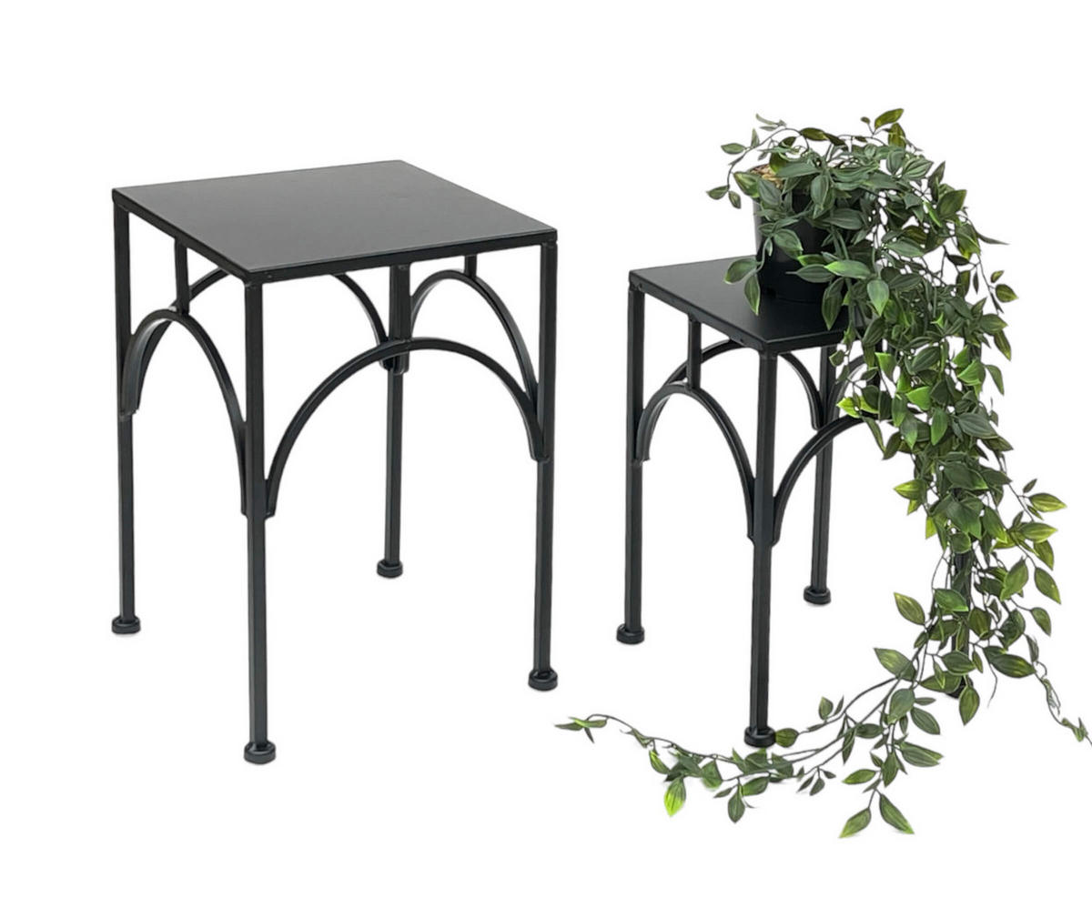 BLUMENHOCKER Metall Schwarz Eckig 2er Set - Schwarz, Metall (18/28/18cm) - DanDiBo