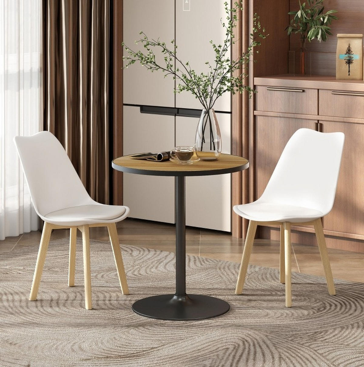 ESSTISCH aus Holz 70x70x76 cm Eiche rund, platzsparend und stabil - Eichefarben, Holz (70/70/76cm) - Modfu