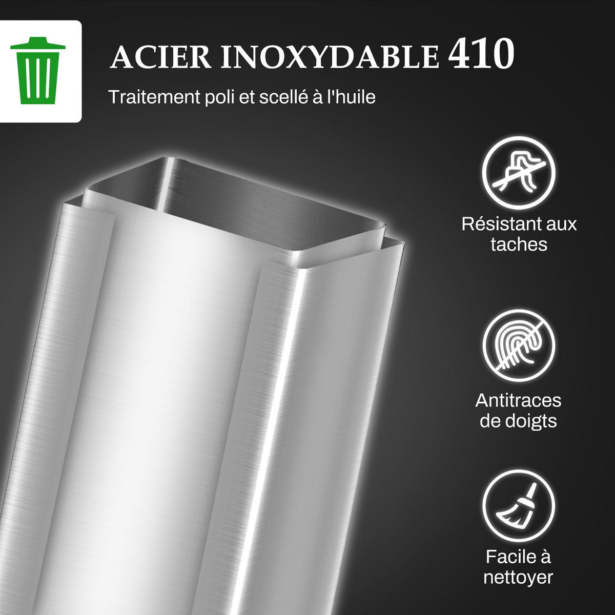 MÜLLEIMER KÜCHE 20L TRETEIMER EDELSTAHL Softclose Deckel 37,2/21,5/57 cm - Silberfarben, Metall (21.5/57/37.2cm) - Rolipo