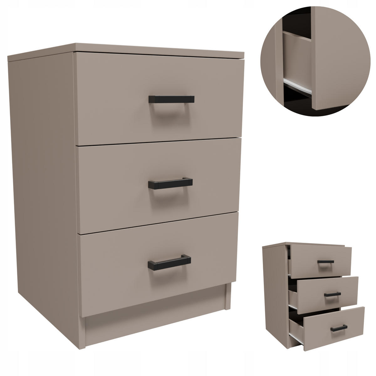 KOMMODE CR3-LOFT-3S Kaschmir 42/40,3/62,3 cm - Kaschmir, Holzwerkstoff (42/62.3/40.3cm)