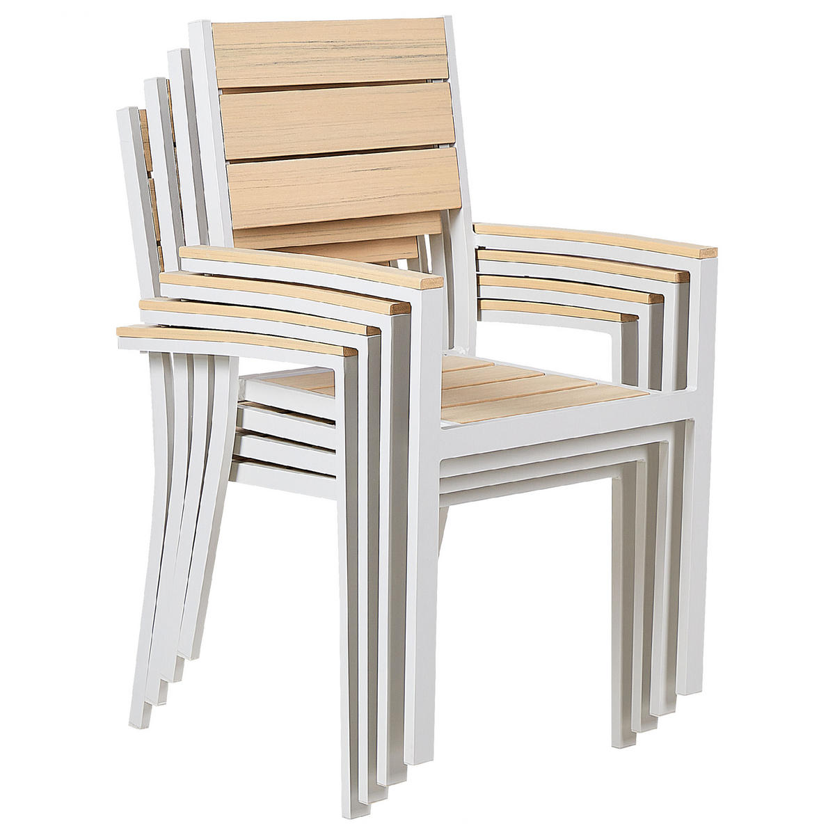 GARTENSTUHL 4er-Set Kunstholz beige Prato - Beige, Kunststoff (57/90/57cm) - Beliani