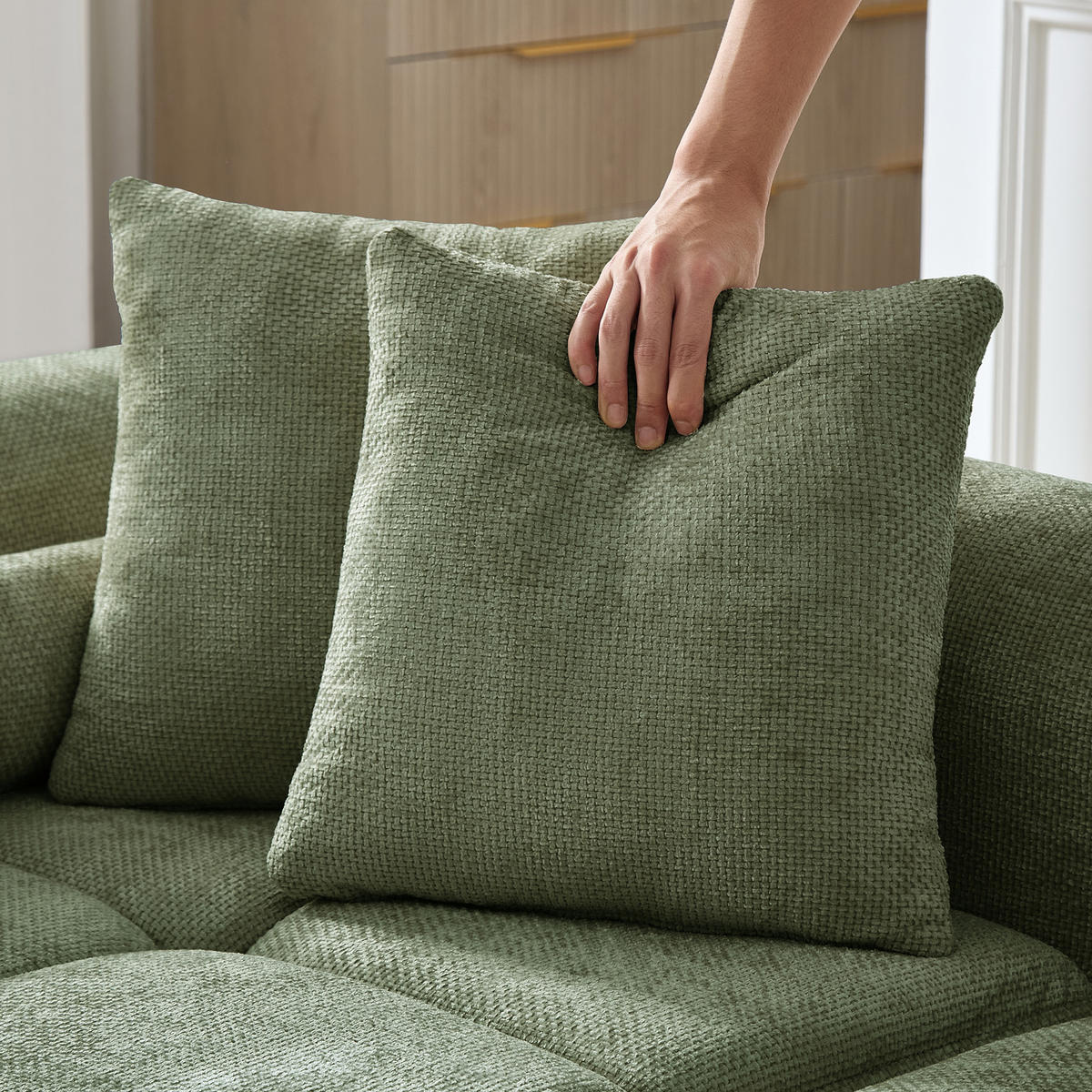 ECKSOFA 263/132.5/68 cm Grün Chenille - Grün, Textil (263/132.5cm) - Oxeza