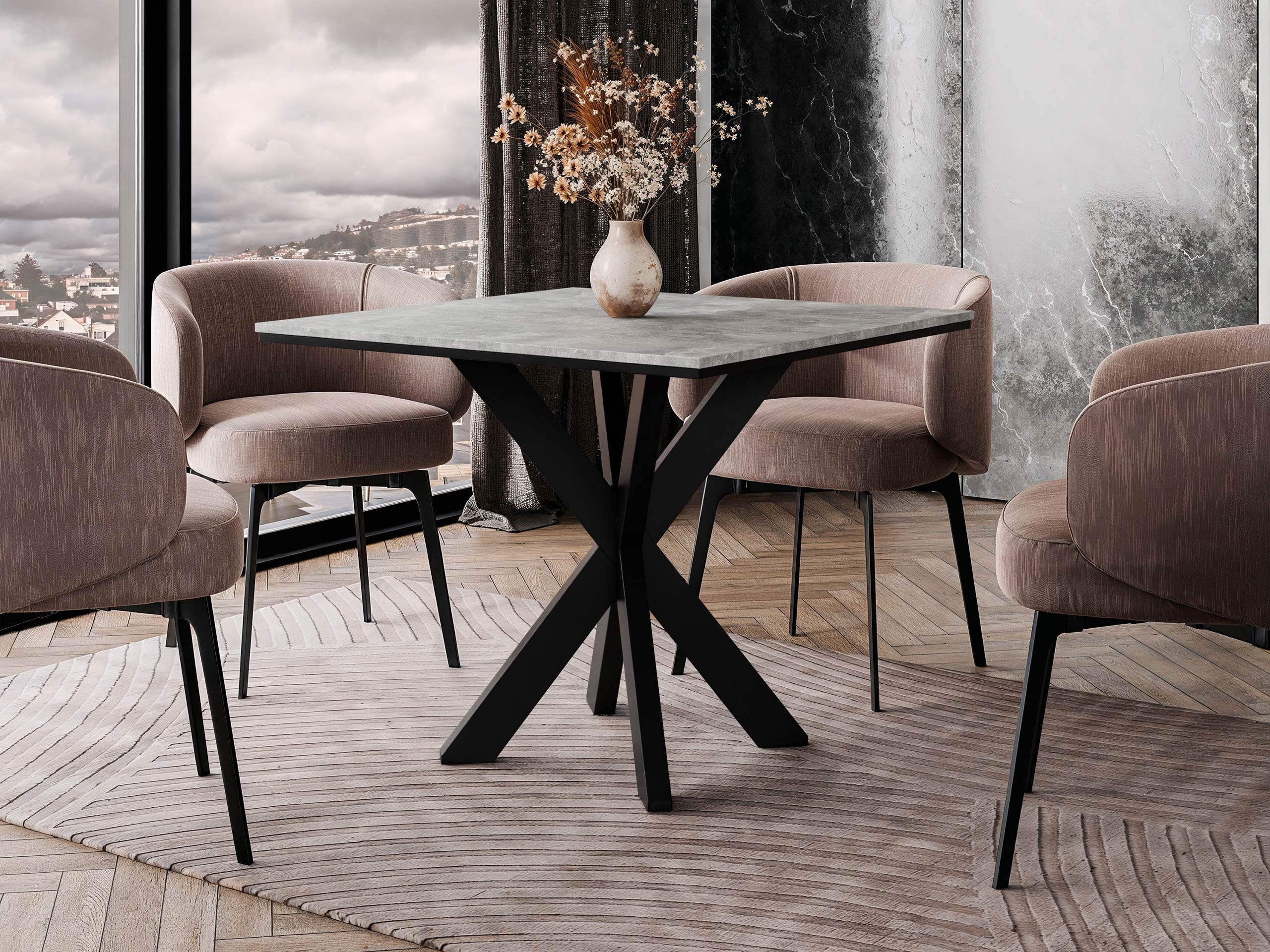 ESSTISCH Paro - Schwarz/Grau, Holzwerkstoff/Metall (90/90/74cm) - MIRJAN24