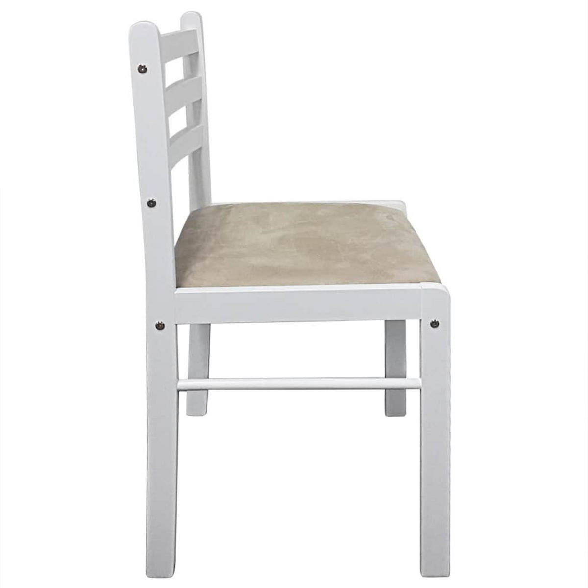 ESSZIMMERSTÜHLE 4 Stk. Weiß Massivholz Gummibaum und Samt 44*45*81cm - Weiß/Grau, Metall (44/81/45cm) - ZMH