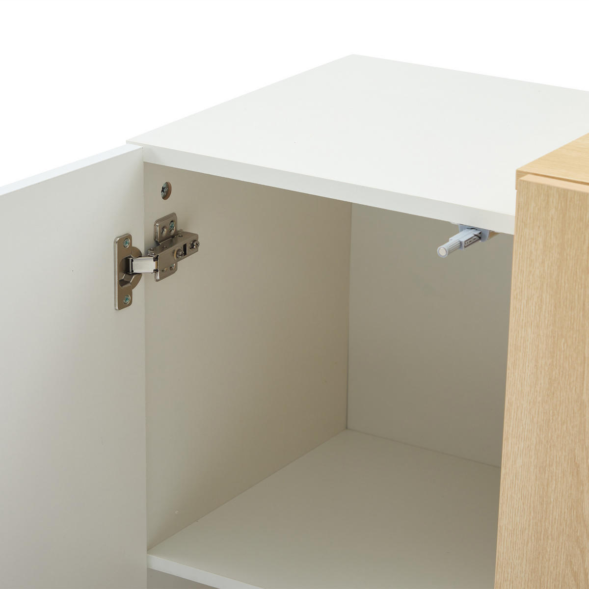 SIDEBOARD 140/35/76.5 cm in Weiß mit Hochglanzfront und 4 Schubladen - Naturfarben/Weiß, Holzwerkstoff (140/76.5/35cm) - CHICFURN
