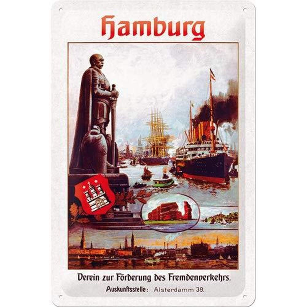 BLECHSCHILD 20/30 cm Hamburg Verein zur Förderung des Fremdenverkehrs - Multicolor, Metall (20/30/0.2cm) - Nostalgic-Art