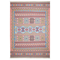 HANDWEBTEPPICH Sumak Sirdjan Kelim Bunt 218/153 cm Schurwolle - Multicolor, Textil (153/218cm) - Looma