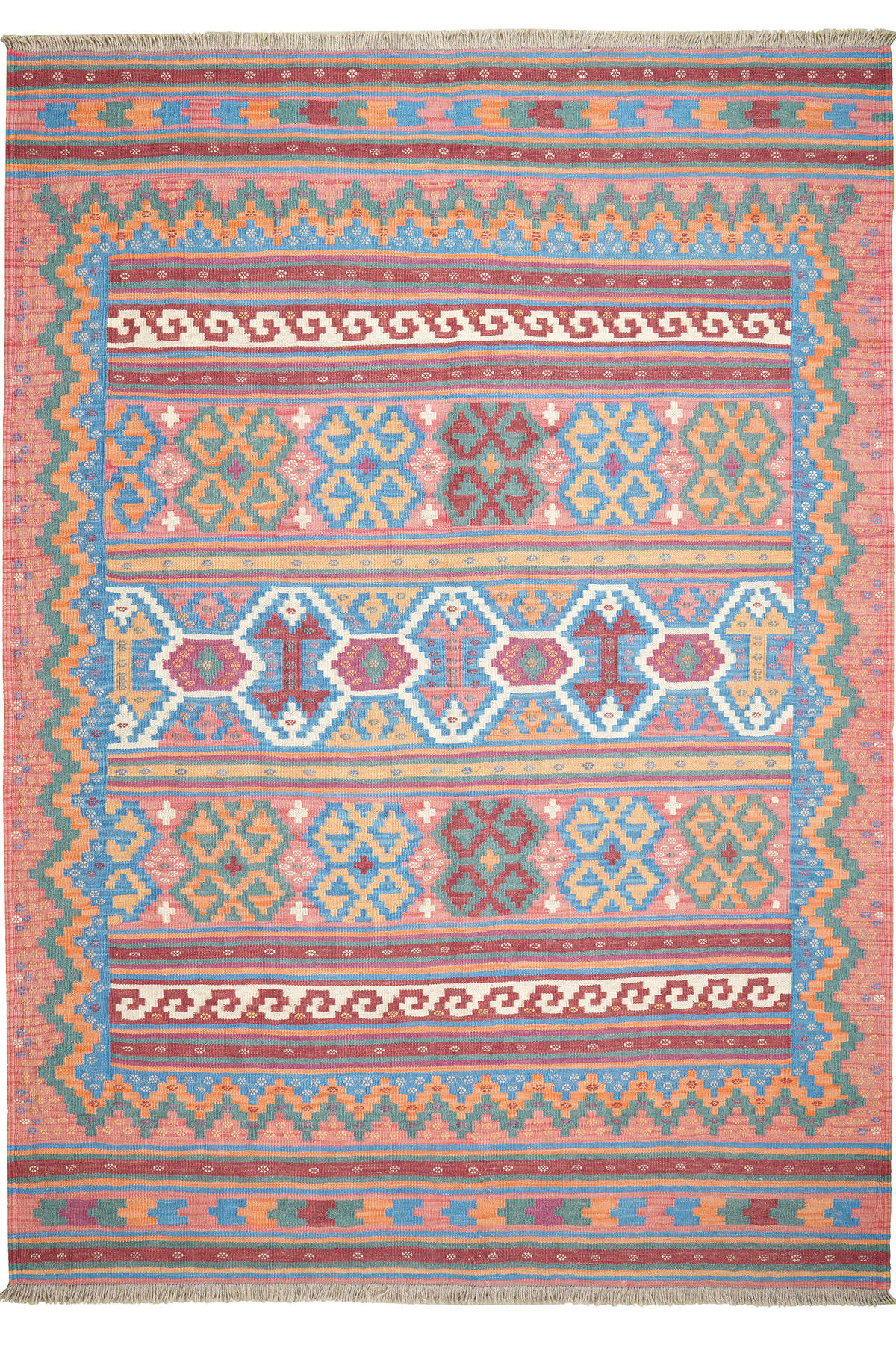 HANDWEBTEPPICH Sumak Sirdjan Kelim Bunt 218/153 cm Schurwolle - Multicolor, Textil (153/218cm) - Looma