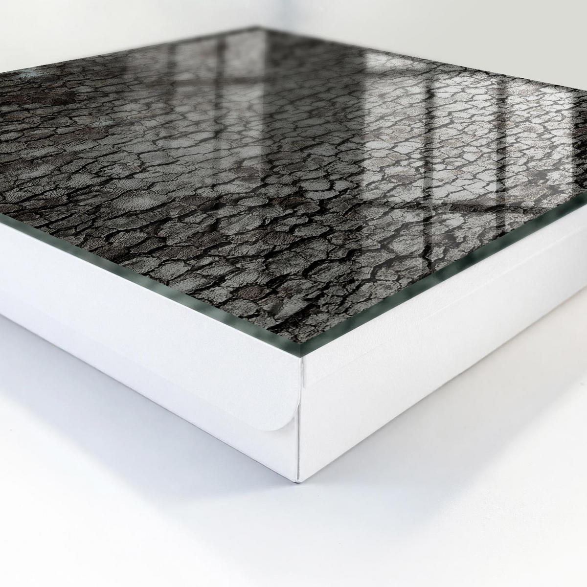 SCHLÜSSELBOX Weiß 30x30 cm – Türöffnung nach rechts - Baumrinde - Grau, Metall (30/30/5cm) - TULUP
