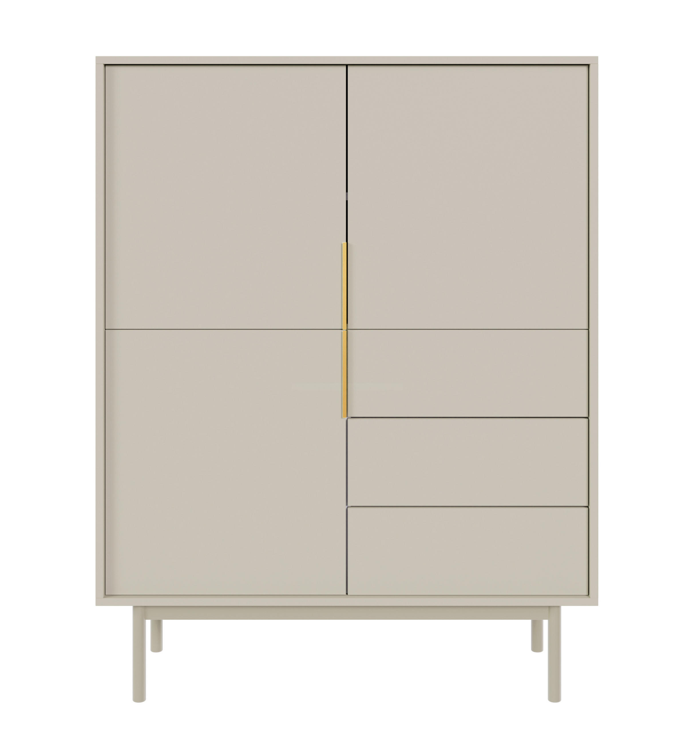 HIGHBOARD Viviaro Graubeige 104 cm - Greige/Goldfarben, Holz/Holzwerkstoff (104/134/39cm) - Selsey