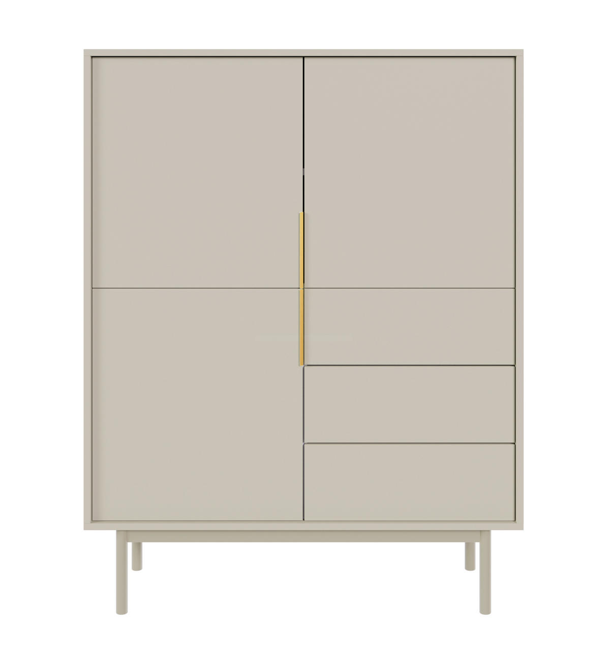 HIGHBOARD Viviaro Graubeige 104 cm - Greige/Goldfarben, Holz/Holzwerkstoff (104/134/39cm) - Selsey