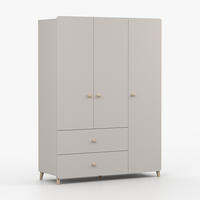 DREHTÜRENSCHRANK MARIO 3D 120 cm Kaschmir/Kaschmir, 3-türig, zwei Schubladen, Holzgriffe - Kaschmir/Eukalyptusholzfarben, Holz/Holzwerkstoff (120/204/50cm) - imoebel24