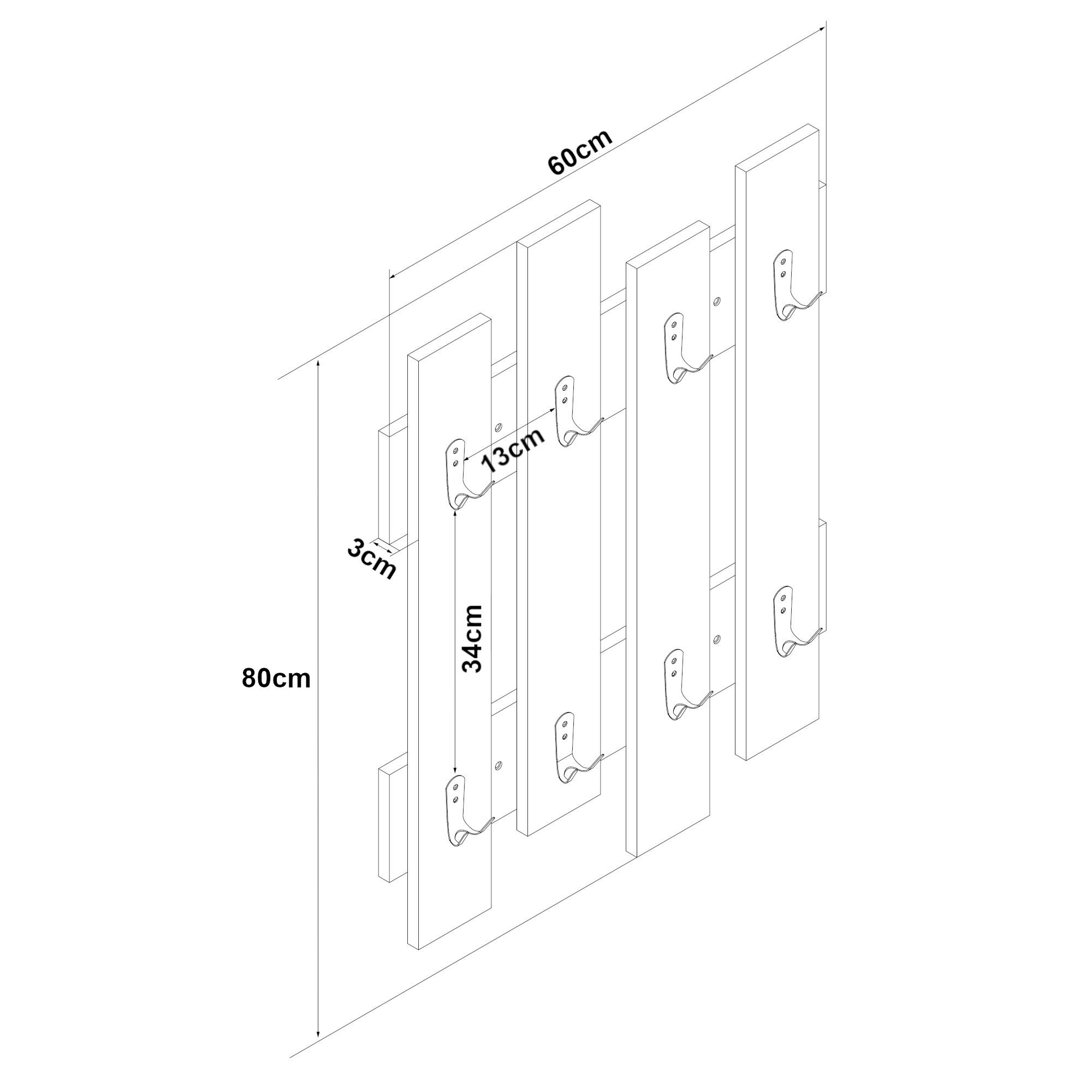 WANDGARDEROBE Raseborg - Eichefarben, Holzwerkstoff (60/80/3cm) - [en.casa]