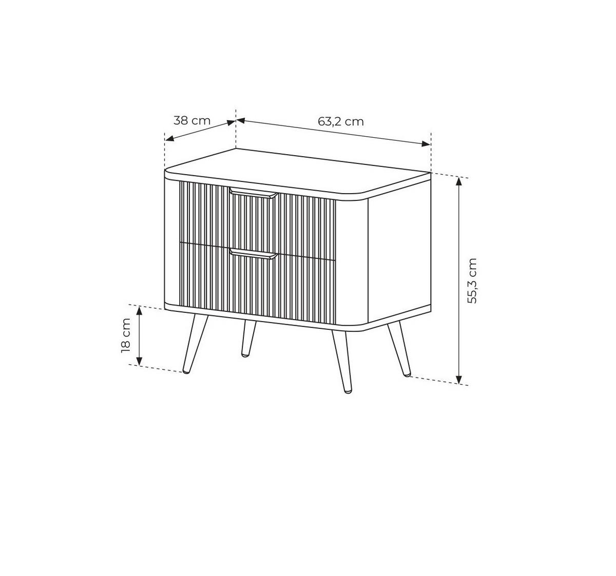 NACHTSCHRANK 63 cm mit Schubladen, 63 cm, Beinen, Beige - Beige/Goldfarben, Holz/Metall (63/55/38cm) - Emporius