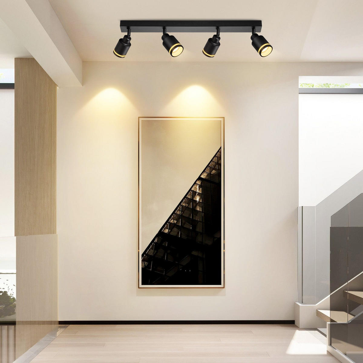 STRAHLER Elegant 4-flammig 55/5/15.7 cm - Schwarz, Metall (55/5/15.7cm) - ZMH