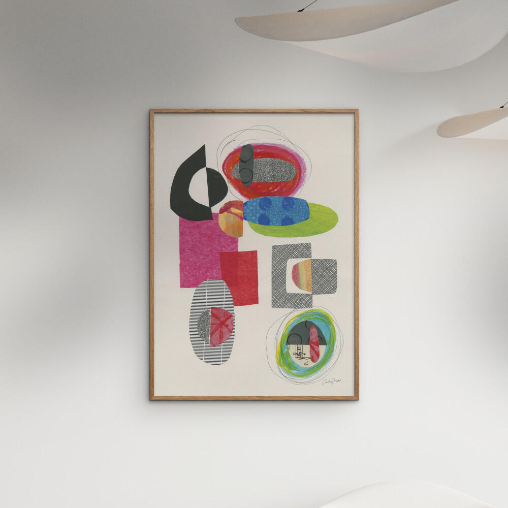 POSTER mit Rahmen Wild Apple - Copy of Geometric Collage - Eichefarben/Multicolor, Holz/Papier (70/100cm) - Poster&Frame