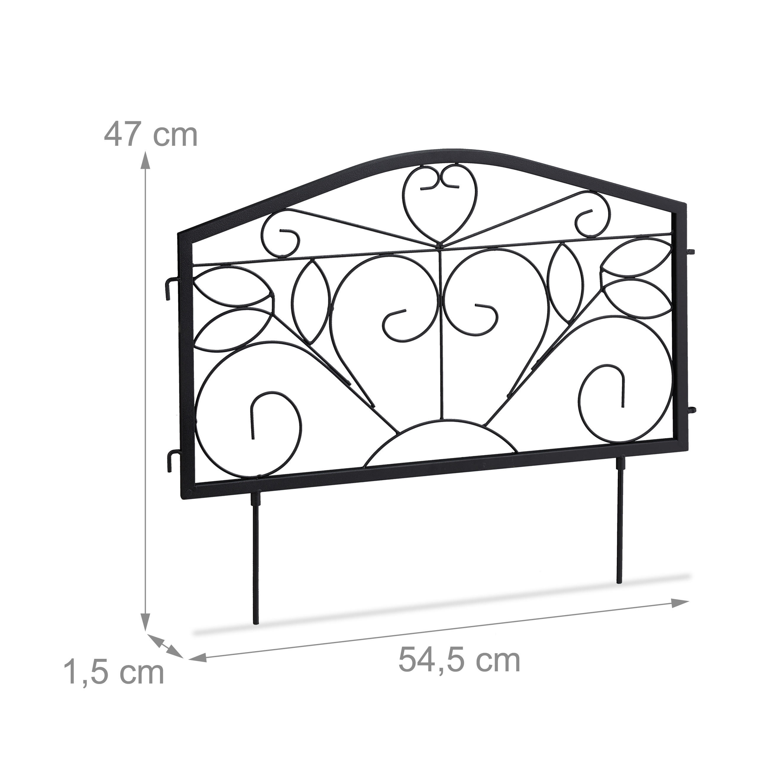 Thumbnail - Relaxdays Beetzaun, Schwarz, Metall, 225x47x1.5 cm, Gartenzubehör, Hochbeete