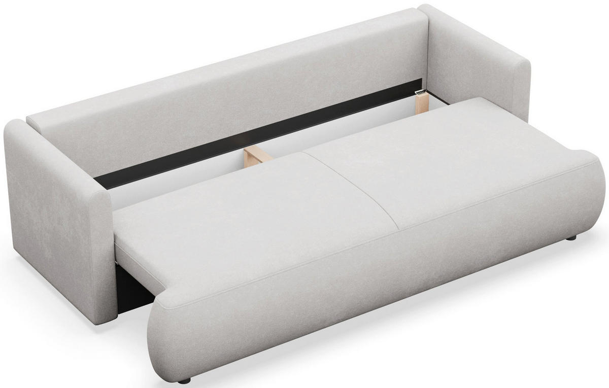 SCHLAFSOFA Ovo Mini Hellgrau Chenille Easy Clean - Hellgrau/Schwarz, Kunststoff/Textil (226/90/97cm) - Selsey
