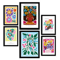 POSTER Set Mit 6 Charmantes A3 & A4 Schwarzer Rahmen - Schwarz, Papier (29/3cm) - Nacnic