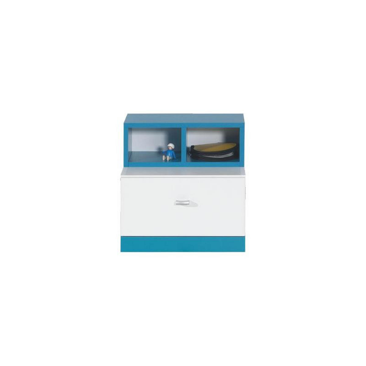 SCHLAFZIMMER Set 8-tlg. – MOBI System – Weiß / Blau - Weiß, Holzwerkstoff (80/195/50cm) - hi-markt