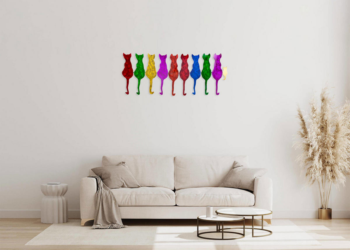 WANDDEKO Bunt 116/46 cm - Multicolor, Metall (3/46/3cm) - KUNSTLOFT