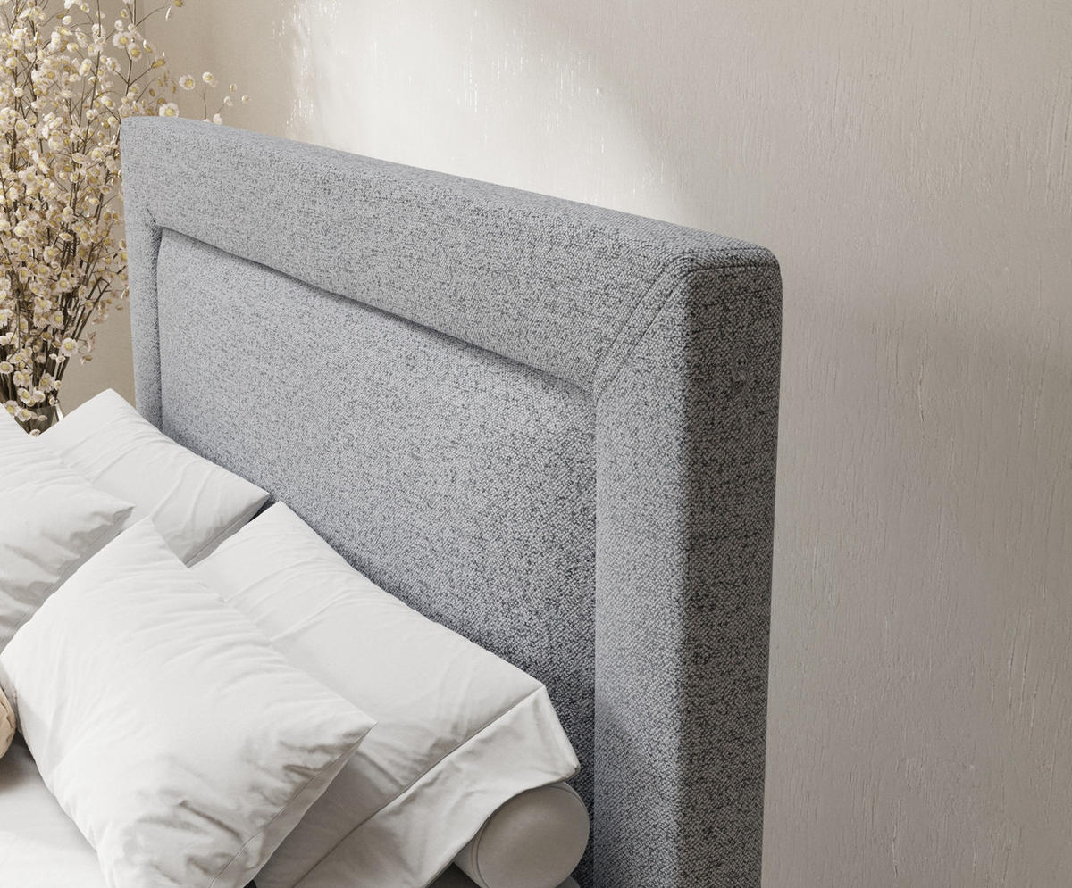 BOXSPRINGBETT Laguno Grau 140/200 cm mit Latex-Topper - Silberfarben/Grau, Holz/Holzwerkstoff (140/200cm) - Maison de Reve