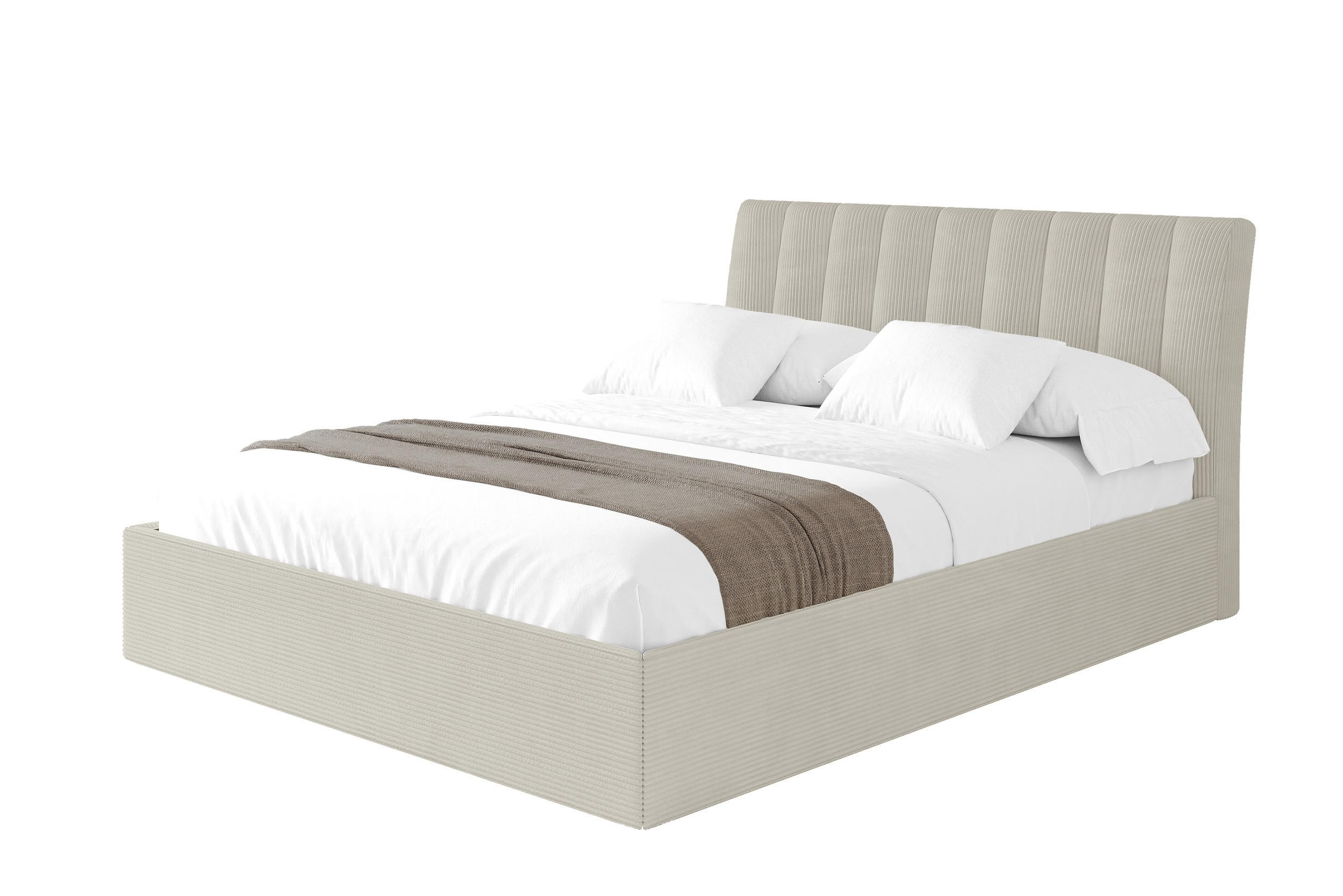 POLSTERBETT mit Bettkasten und Lattenrost, Bett mit Matratze H3/H4 - ILAN 160x200 Creme - Creme, Holzwerkstoff/Textil (160/200cm) - ALTDECOR
