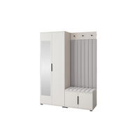 GARDEROBE Napoli version 13 mit Spiegel, mit POLSTERPANEELEN Hellgrau - Beige/Hellgrau, Holzwerkstoff (140/185/40cm) - Jerpax