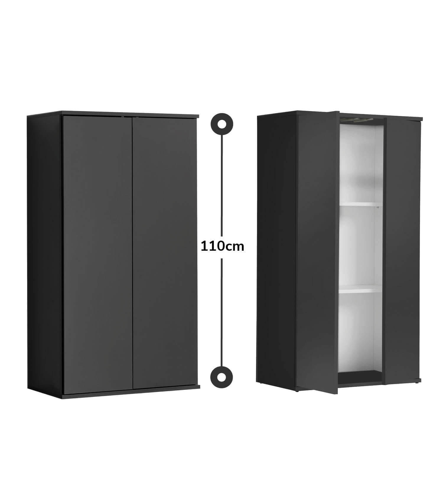 MEHRZWECKSCHRANK Der Schlanke - Schwarz, Holzwerkstoff (60/110/34cm) - Mokebo