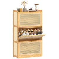 SCHUHSCHRANK,3 Klappschubladen für 14 Paar 69x29x119,8cm,naturholz - Beige, Holzwerkstoff (69/119.8/29cm) - Vallsero