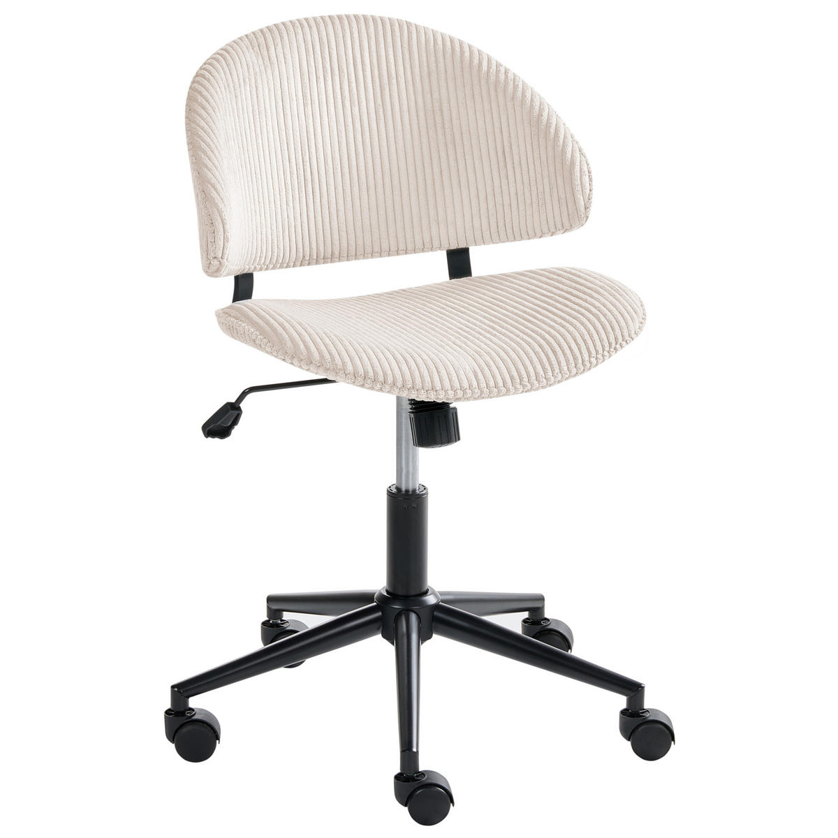 BÜROSTUHL Cord Cremeweiß Kiana - Weiß, Textil (55/74/55cm) - Beliani