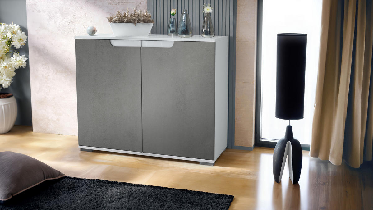 KOMMODE Sylt Beton Dunkel Optik - Dunkelgrau, Holzwerkstoff (92.5/75.5/35cm) - Vladon