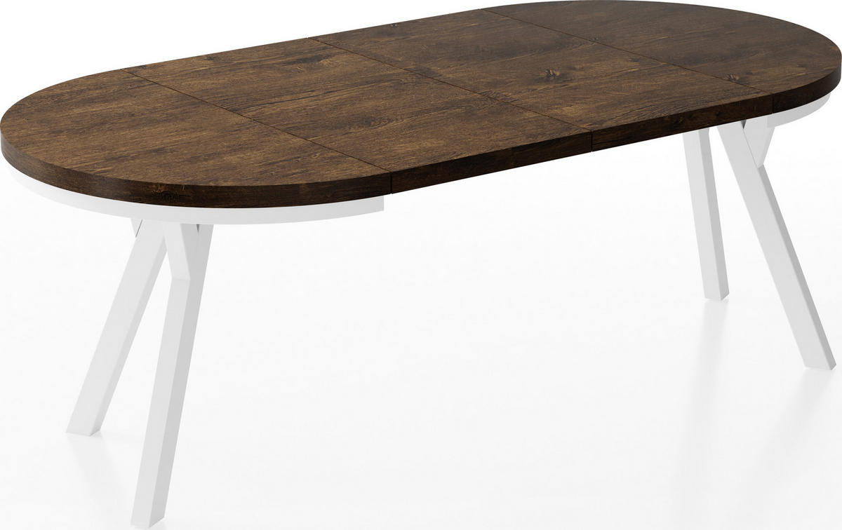 ESSTISCH Lume Weiß runder ausziehbarer, Lefkas Eiche 100-200/100/76 cm - Alteiche/Weiß, Holz/Holzwerkstoff (100/100/76cm) - WFL GROUP
