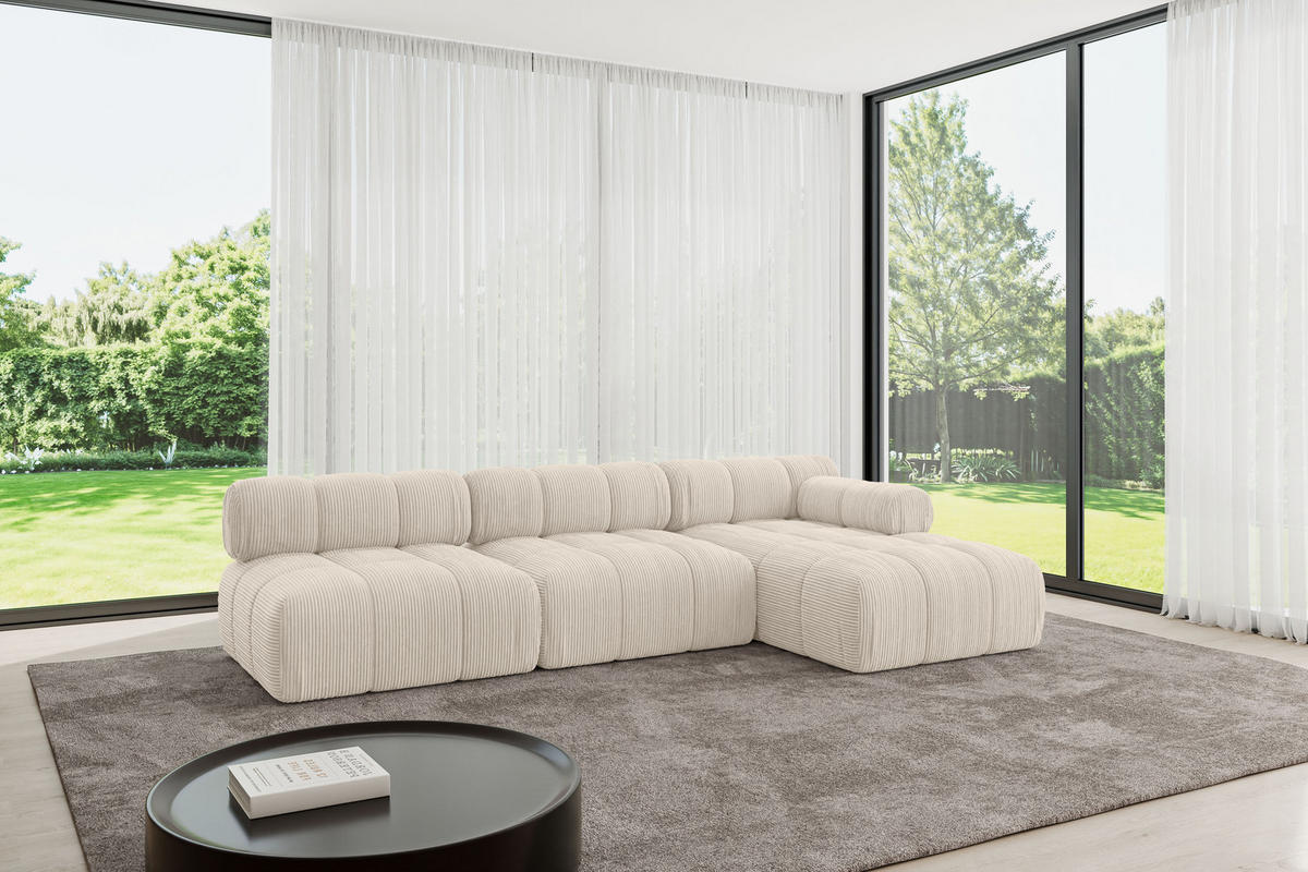 ECKSOFA modulares Sofa Razon-L2 - 285x160x70 cm Beige Cord - Beige, Holzwerkstoff/Textil (285/160cm) - ALTDECOR