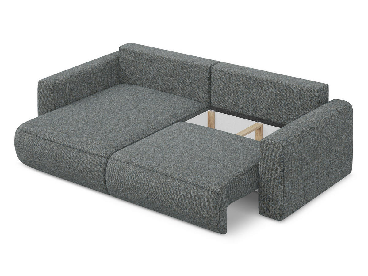 ECKSOFA mit Schlaffunktion Strukturstoff Stoff Grau - Dunkelgrau/Schwarz, Kunststoff/Textil (149/240cm) - Makamii