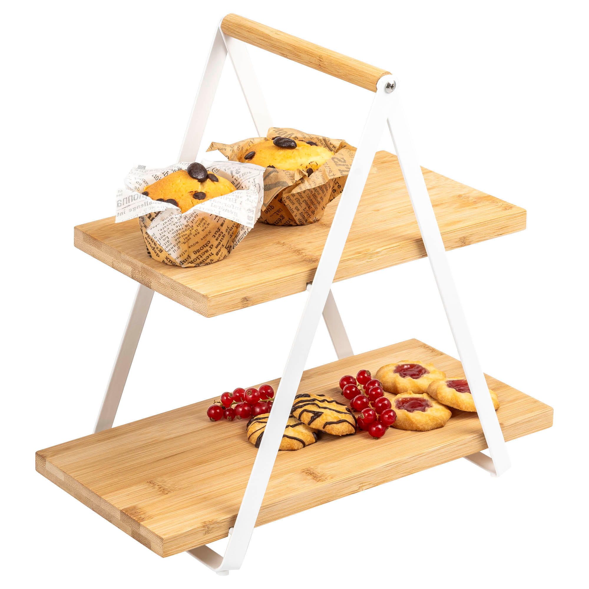 ETAGERE, Bambus, Metall - Weiß, Holz (1/32cm) - eluno