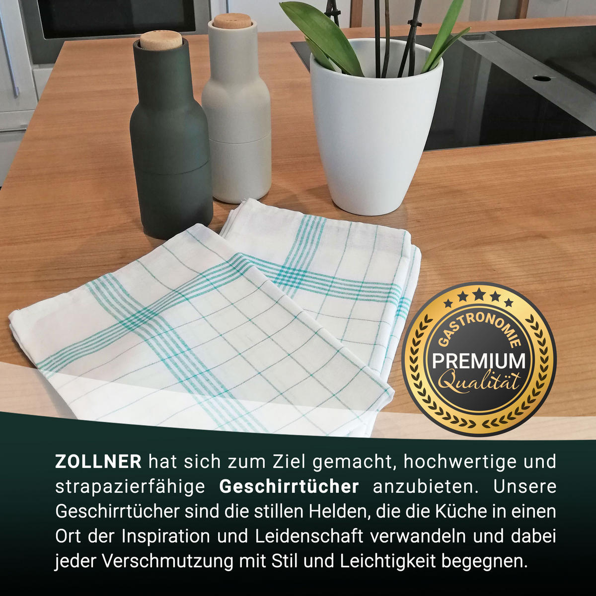 GESCHIRRTÜCHER, 5er-Set, 50x70 cm, 100% Baumwolle, Grün - Türkis, Textil (50/70cm) - Zollner