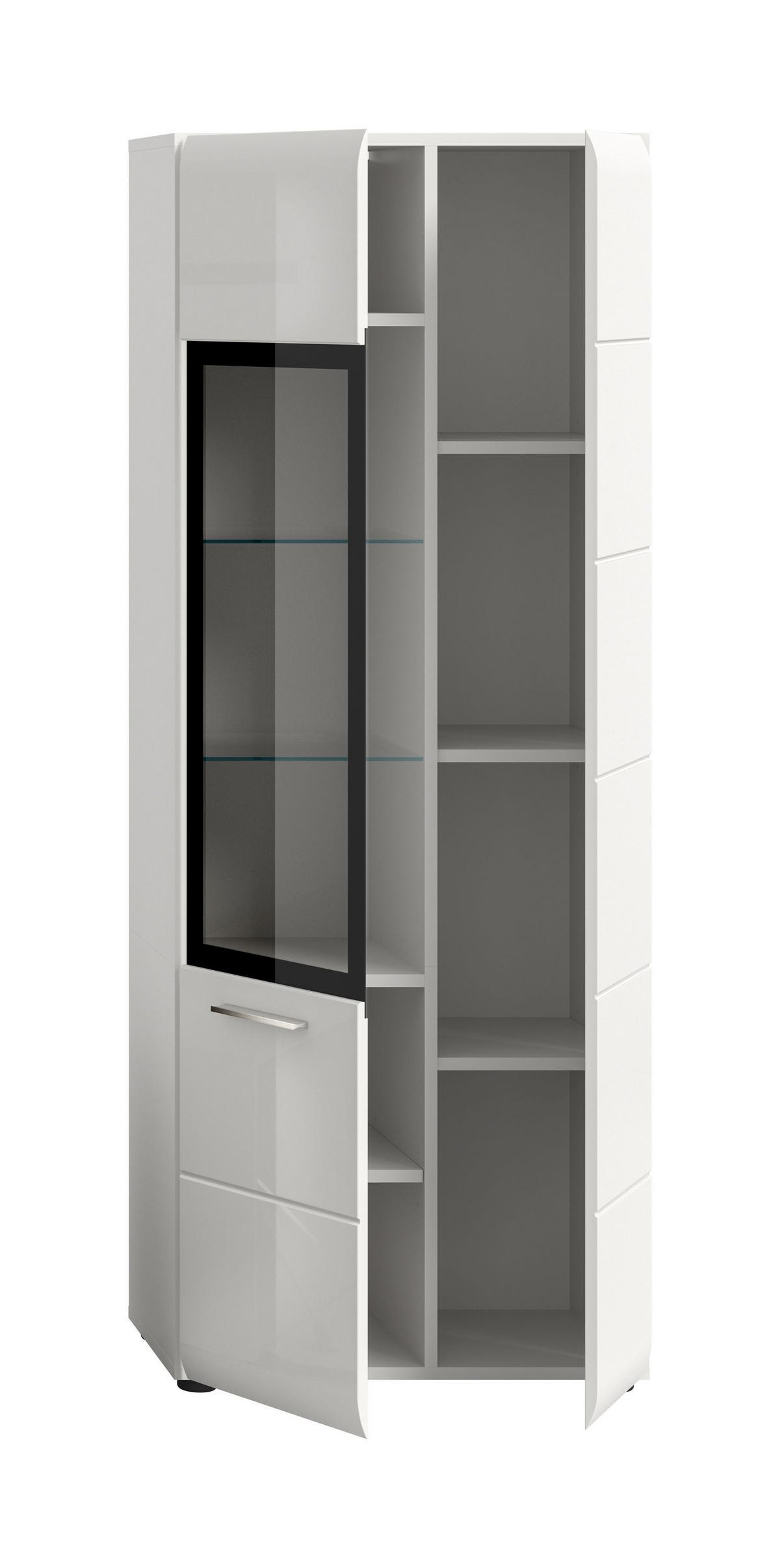 VITRINE ICE (B/H/T: ca. 60/160/34 cm) in Weiß/weiß hochglanz - Weiß, Holzwerkstoff (60/160/34cm)