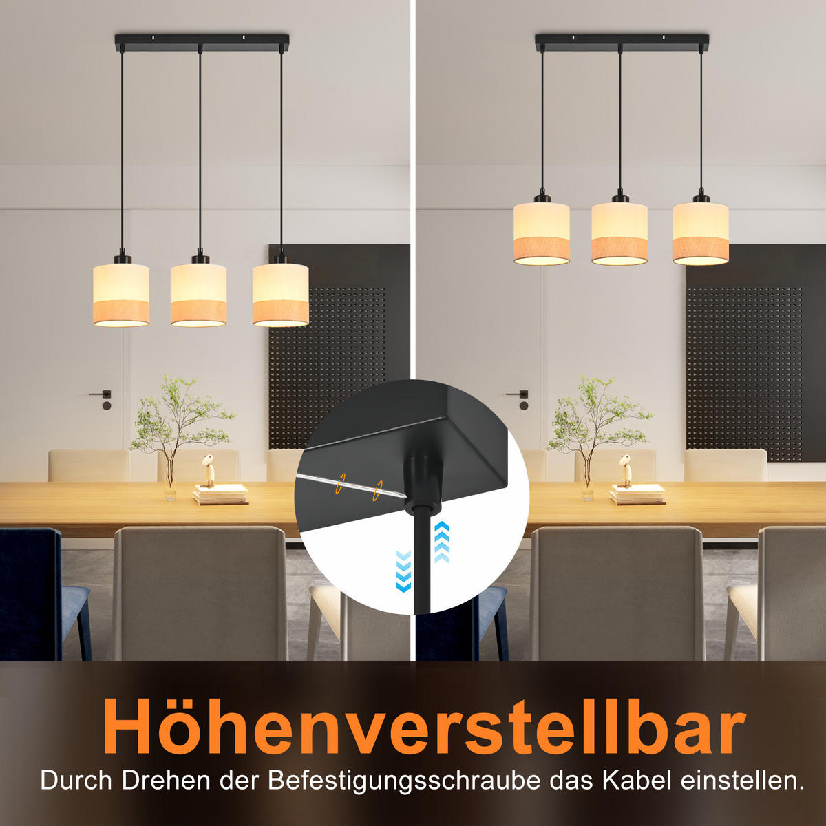 PENDELLEUCHTE Corinthia 48/5/120 cm - Schwarz/Weiß, Kunststoff/Metall (48/5/120cm) - ZMH