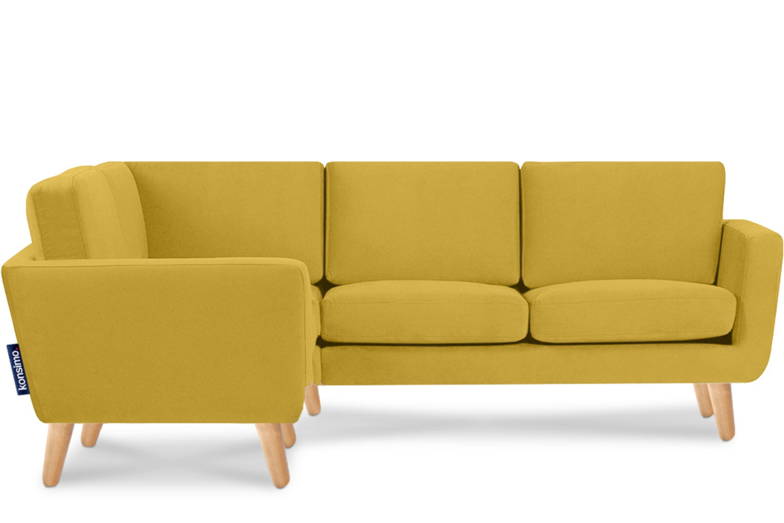ECKSOFA-LINKS TAGIO 3/4 Sitzer, Gelb - Gelb/Braun, Buchenholz/Textil (220/181cm) - KONSIMO®