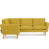 ECKSOFA-LINKS TAGIO 3/4 Sitzer, Gelb - Gelb/Braun, Buchenholz/Textil (220/181cm) - KONSIMO®