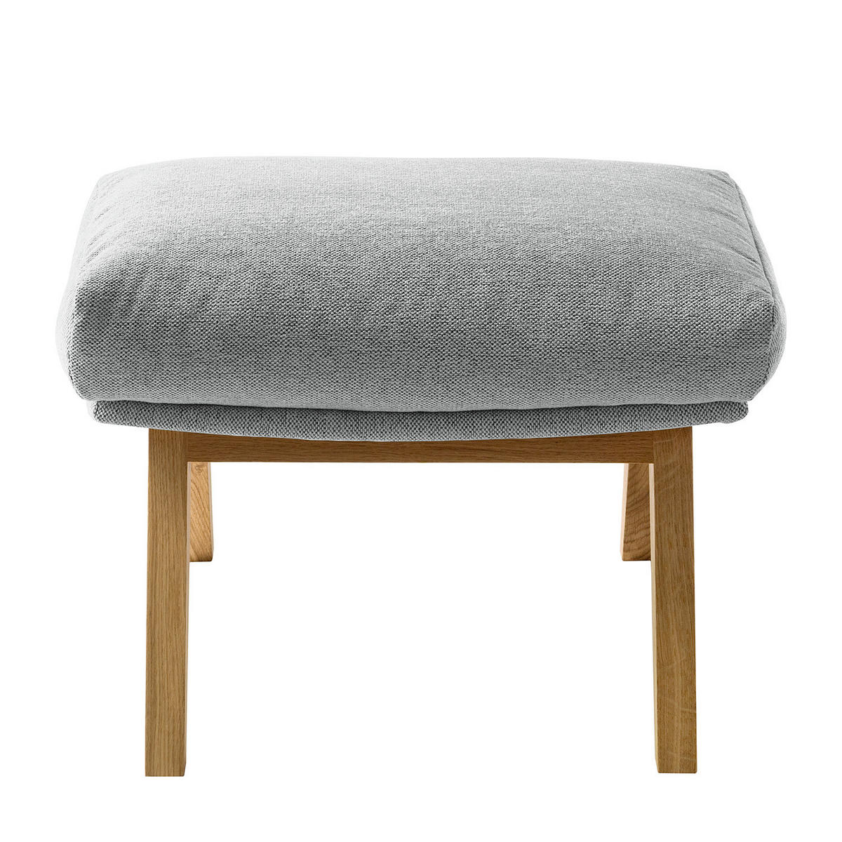 HOCKER mit Holzfüßen - Eichefarben/Hellgrau, Eichenholz/Textil (54/41/41cm) - home24