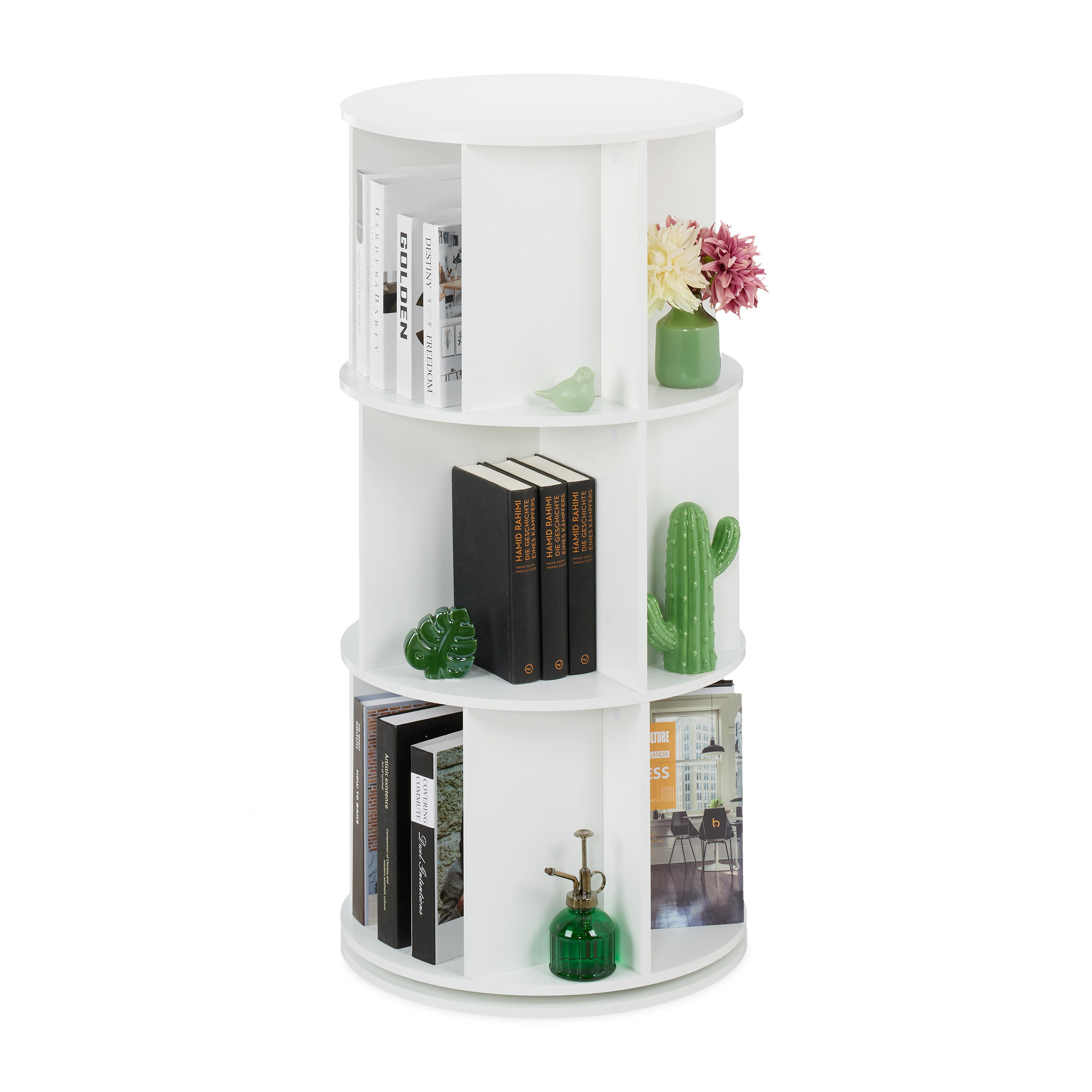 BIBLIOTECĂ Albă rotundă rotativă