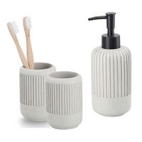 BADACCESSOIRES - Zement Hellgrau, 3-teiliges Set - Hellgrau, Stein (7.2/18/7.2cm) - Zeller Present