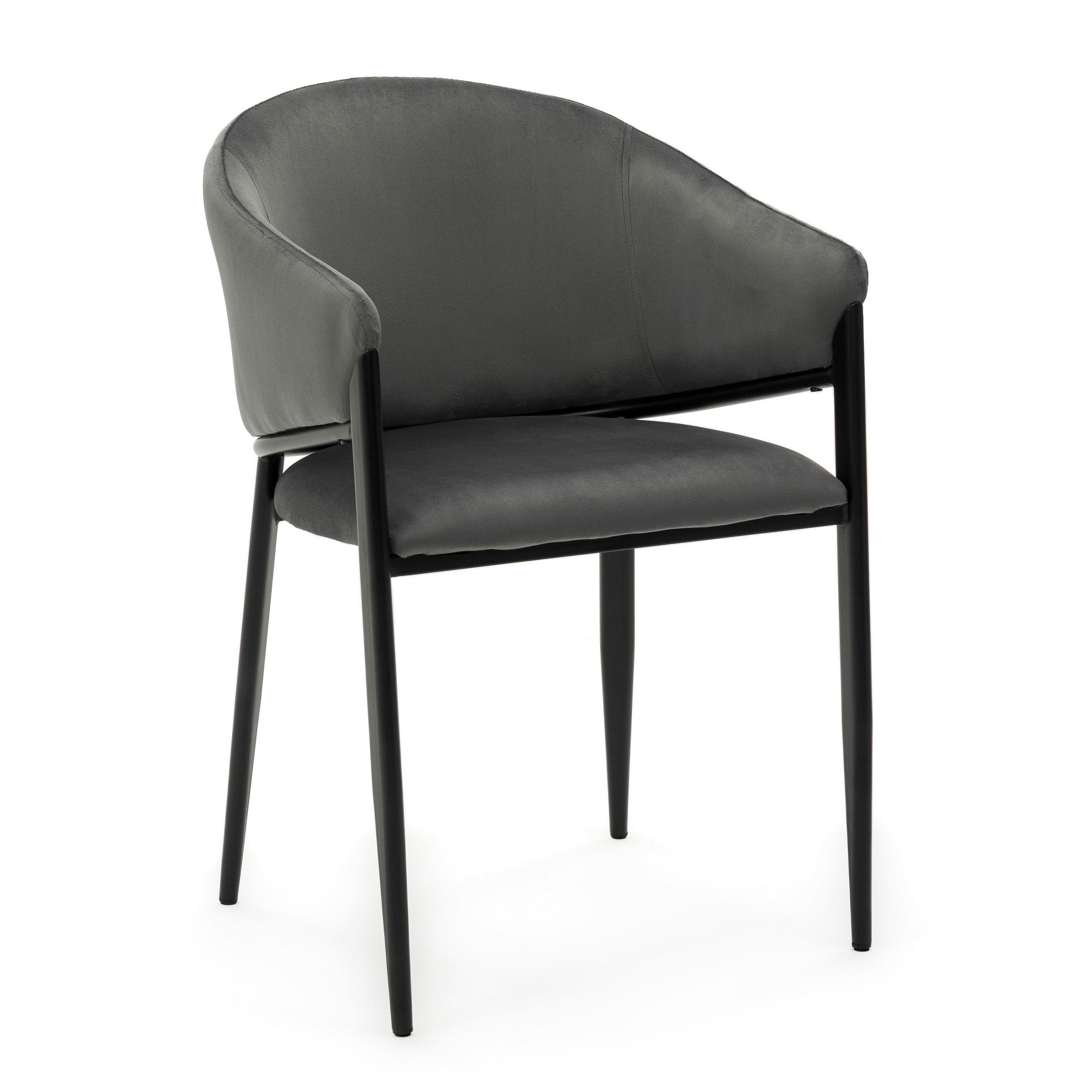 STUHL BUENO gespolsterter - grau - Glamour Velour Samt - Schwarz/Grau, Textil/Metall (57/81/59cm) - NEW HOME