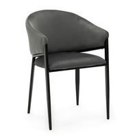 STUHL BUENO gespolsterter - grau - Glamour Velour Samt - Schwarz/Grau, Textil/Metall (57/81/59cm) - NEW HOME