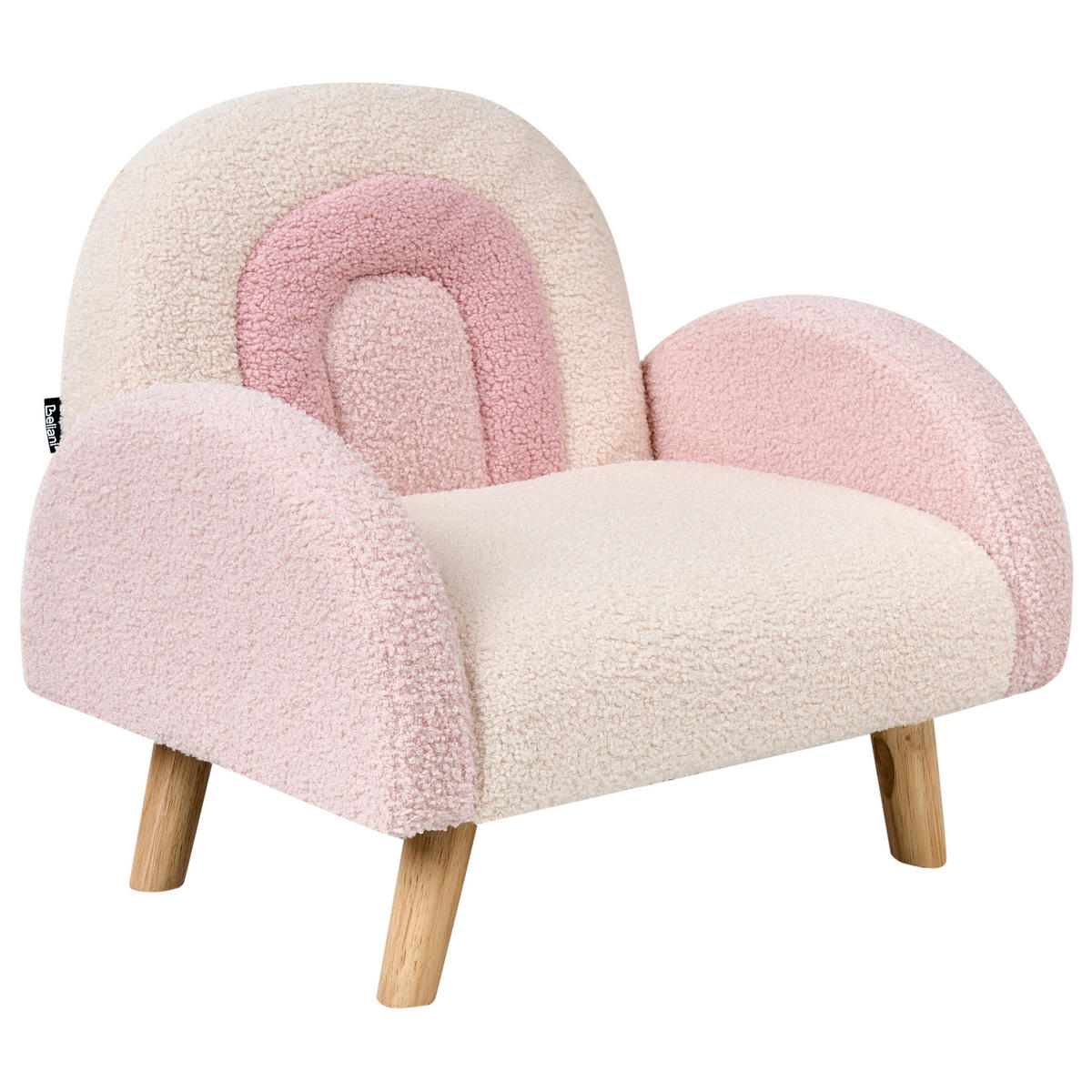 KINDERSESSEL Regenbogen Bouclé Pastellrosa Ombo - Pink, Textil (52/46/46cm) - Beliani