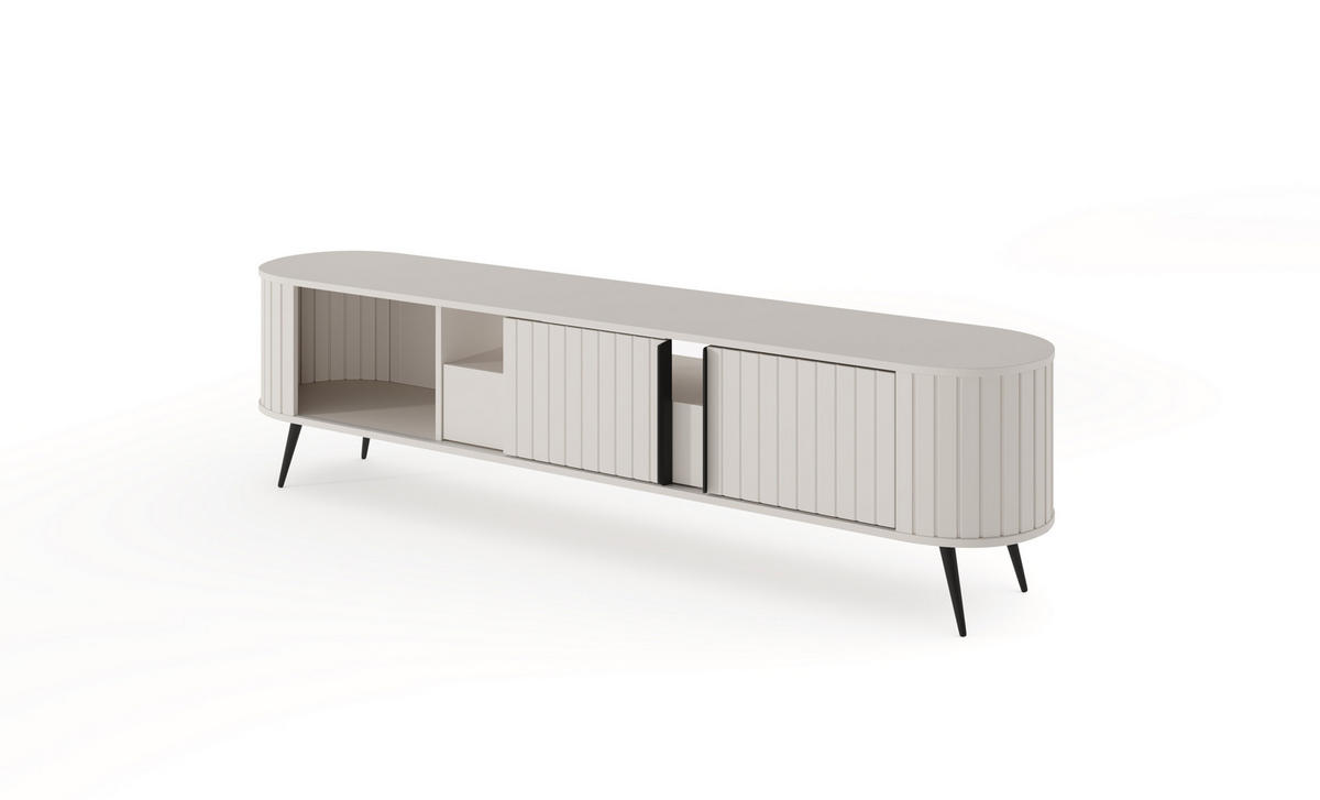 TV-SCHRANK, hellgrau, 196 x 51,2 x 40,2 cm - Schwarz/Grau, Holzwerkstoff/Metall (196/51.2/40.2cm) - 3XE LIVING