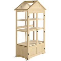 FRÜHBEET aus Holz Abschließbar Gewächshaus Dachfenster, für Garten, Balkon, Natur - Fichtefarben, Holz/Kunststoff (56.5/178/100cm) - Outsunny