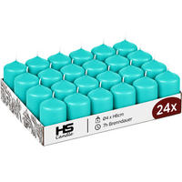 STUMPENKERZEN Ø4xH6 cm Türkis 24er-Pack - Türkis, Naturmaterialien (4/6cm)